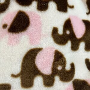Baby Blanket Pink Brown Elephant 30x40 Soft Plush Receiving Gift Nursery New